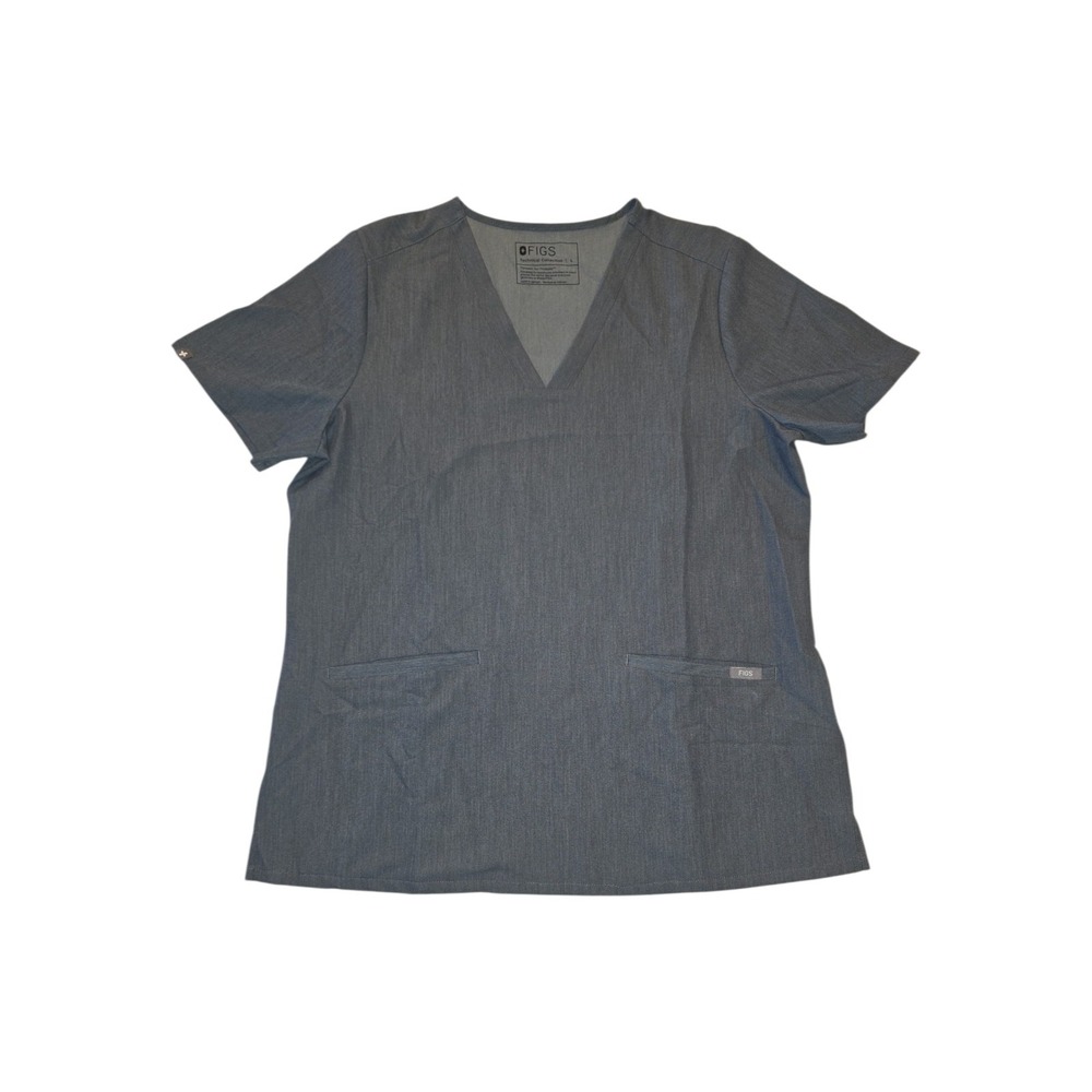 FIGS Technical Collection Scrub Top Womens L Gray V Neck Medical Uniform